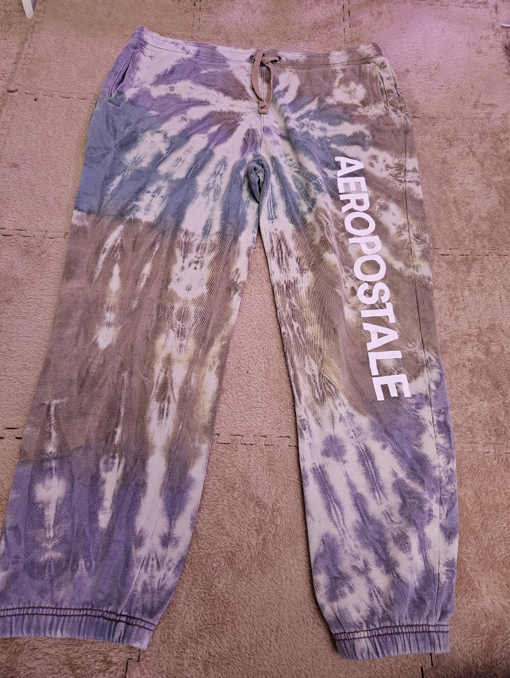 Aeropostale Womens Tie-Dye Joggers - Blue & Brown Sz XL